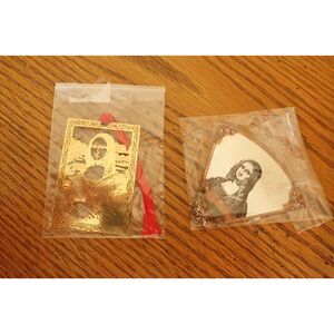 Mona lisa Trinkets Handmade Art Ornament Gold Ornate Fold Art Lot (2)